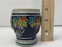 Vintage 7 Piece German Salt Glazed Pottery Grape Cluster Pattern 1 Liter Pitcher