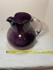Artland Iris Plum Purple Bubble Glass Water Pitcher Hand Blown RARE
