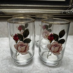 4 West Virginia Glasses Radiant Rose 4” Vintage Juice Glasses .