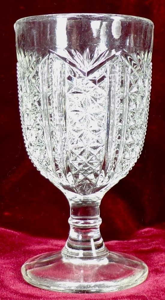 Fine Cut & Zippers Wine Goblet Cordial Clear Glass EAPG Unknown Maker Vintage
