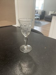 Etched Floral Crystal Elegant Glass 4″ Tall Cognac / Shot Glass