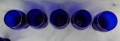 Eigth Imperial Glass Shaeffer Cobalt Blue Tumbler Glasses w/ Platinum Silver