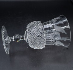 CHIP – Edinburgh Crystal Thistle EDI19 Water Goblet Glasses SIGNED 5 7/8″ – Pair