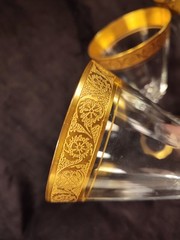 3 Tiffin Franciscan Glass Goblets Paneled Gold Band