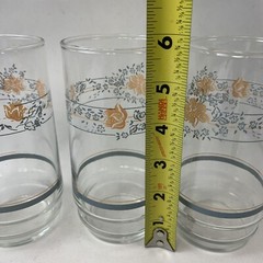 Set Of 4 Tumblers Apricot Grove Blue Peach Drinking Glasses Vintage Corelle