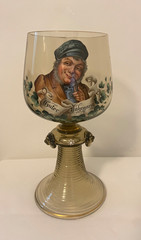 Rare Large Vintage Roemer Style Handblown Enamel Glass 11″ Goblet Snifter