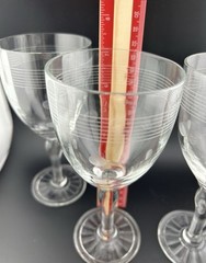 Vintage, Etched, Stripes and Dots, Clear, Stemmed, Glass Cordial, Set of 4
