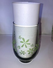 Set of 6 Libbey Mint Bouquet Glass Tumblers Vintage Avocado Green Retro Embossed
