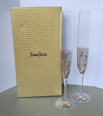 NEIMAN MARCUS Toasting Champagne Flutes, Gold Speckled