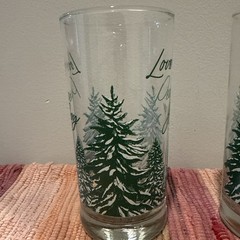 2 Libbey Royal Norfolk Winter Wonderland Glasses «Love Peace Joy» Snow Trees