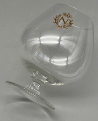 4 Napoleon Brandy Cognac Snifter Crystal Glasses Gilt Gold Crest Crown Leaves