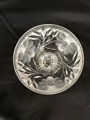 1 Beautiful Clear Etched Crystal Stemmed Bohemian Glass Mint Condition