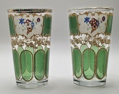 MCM Moroccan Blue, Green And Gold Small Tea Glasses- Set of 2 6oz Glasses