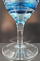 (1) Mikasa Cobalt Swirl Blue Iced Tea 22 Oz Elegant Clear Ribbon Glass Stemware
