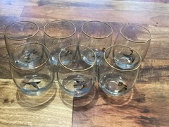 7 Vintage 1960s Ned Smiths Waterfowl Roly Poly Glasses