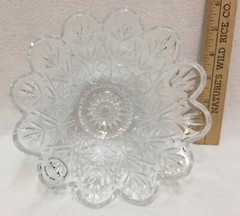 Crystal Bowl Cut Glass Imperial Star Burst Design Flower Ruffle Rim 6.5 Diameter