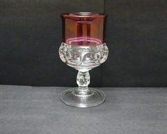 Vintage Tiffin Glass Kings Crown Ruby Flashed Thumbprint 8oz 5 3/4” Water Goblet