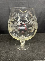 A Brilliant Art Deco Large Clear Glass Brandy Snifter/Pitcher Floral Etched