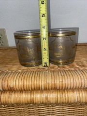 Vintage Mt. RUSHMORE Low Ball Bar Glasses by Culver Glassware 22k Gold USA