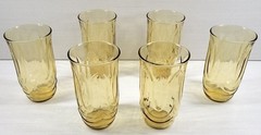 VTG Colonial Tulip Anchor Hocking Amber Honey Tumblers 12oz Glasses Water Tea-6