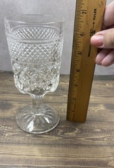 (1 PC) Anchor Hocking Wexford 6.5″ Water Wine Goblet Clear Diamond Pattern VTG