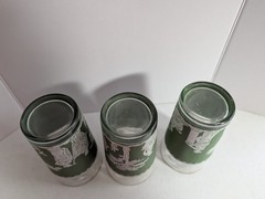 Vintage Jeanette Glass Green Hellenic Jasperware Tumblers Set of with Gold Rim