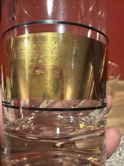 2 Mid-Century Modern Gold Striped Highball Glasses Vintage Bar MCM SH3