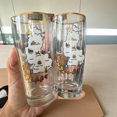 Set Of 2 Vintage German city Drinking Glasses Gold Trim