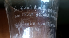 1841 DATED GERMAN CUT ENGRAVED GLASS DEER SCENE BEAKER DRINKING GLASS SCARCE