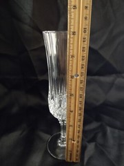 Crystal Champagne Wine Flute Diamond Ribbed Pattern Vintage