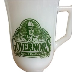 Irish Coffee Mug Milk Glass Governor’s Spirits & Fine Food 8 Oz (4) Vintage