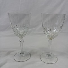 Cristal D’Arques Durand France DIAMANT Stemware Wine Glasses Goblets Set of 2