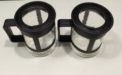 Lot 2 Tea Coffee Glasses bistro Cups black plastic handle