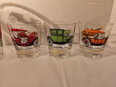Set Of 4 Hazel Atlas Classic Cars Drinking Glasses Vintage 1950’s Tumbler Read