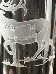 Vintage Perry Coyle Signed Etched Stag Crystal Pilsner Beer Glass 9″