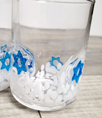 GODINGER MURANO BLUE JEWISH JUDAICA HANUKKAH TEXTURED DOF GLASS 13.5 OZ 4.3″ NEW