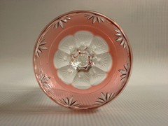 Vintage Peach Color Cased Cut to Clear Crystal Wine Stem