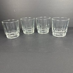4 Arcoroc Arcade Bengale Old Fashion Clear Glass 3.5″H Rocks Glasses 1970s VTG