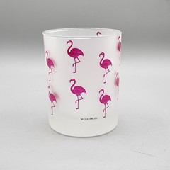 Vintage Culver Pink Flamingo All Over Print Frosted Glass