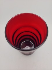 2 Anchor Hocking Royal Ruby Red Glass 3 3/4 Inch Rippled Juice Tumblers Glasses