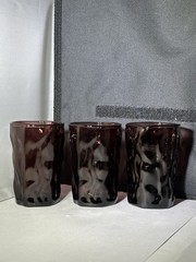 Vintage Seneca Driftwood Crinkle Amethyst Purple Juice Glasses Set of 3 – 3.5 in
