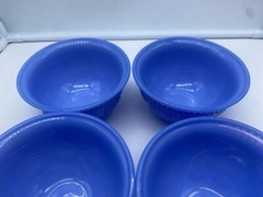 Set of 4 Pioneer Woman Adeline Blue Milk Glass Soup / Cereal Bowls Gibson E2a