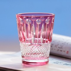 Vintage Hand Cut 9oz Pink Crystal Whiskey Glasses Tumbler Drinkware Gift Packing