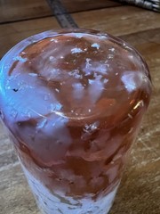 Antique? End of Day Spatter Glass Tumbler with Mica Inclusions