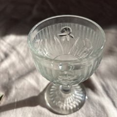 Jeannette Glass IRIS AND HERRINGBONE Crystal Cocktail Goblet 4 1/2”T 2 5/8”W