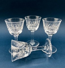 4pc Set Nachtmann Gorham Crystal Cherrywood Cordial Glasses /b