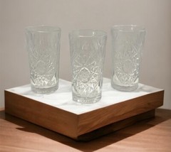 Vintage Set of 3 Libbey HOBSTAR 6″ Tumblers Glasses Highball Heavy 16 oz