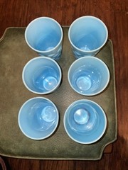 Fenton Light Blue Opalescent Coin/Dot Tumbler Thumbprint 1939 – 6 Tumblers