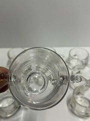 Set 9 Vintage Clear Glass Tea Cups Beaded Handle 1 Double Handle