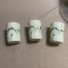 3 Rare Antique Uranium Custard Glass Northwood Geneva Tumblers c1901 buy 1 or 3